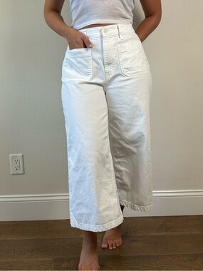 J.Crew Point Sur High-Rise Wide-Leg Crop Jeans in White Size 29